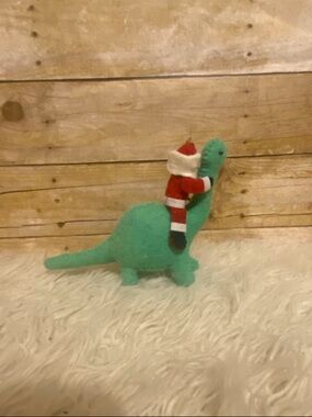 Christmas  Felt Santa riding Dinosaur Felt Ornament
